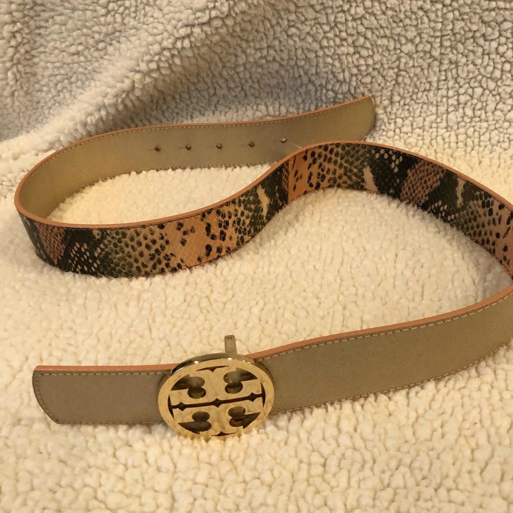 Tory Burch belt - Snakeskin look in a great color on one side/gold on the other!